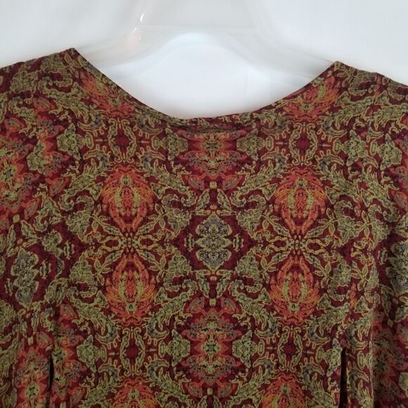 Plum and Thread. Size 1. Cute geometric print top. Reds, Orange, and Tans. - Picture 11 of 14